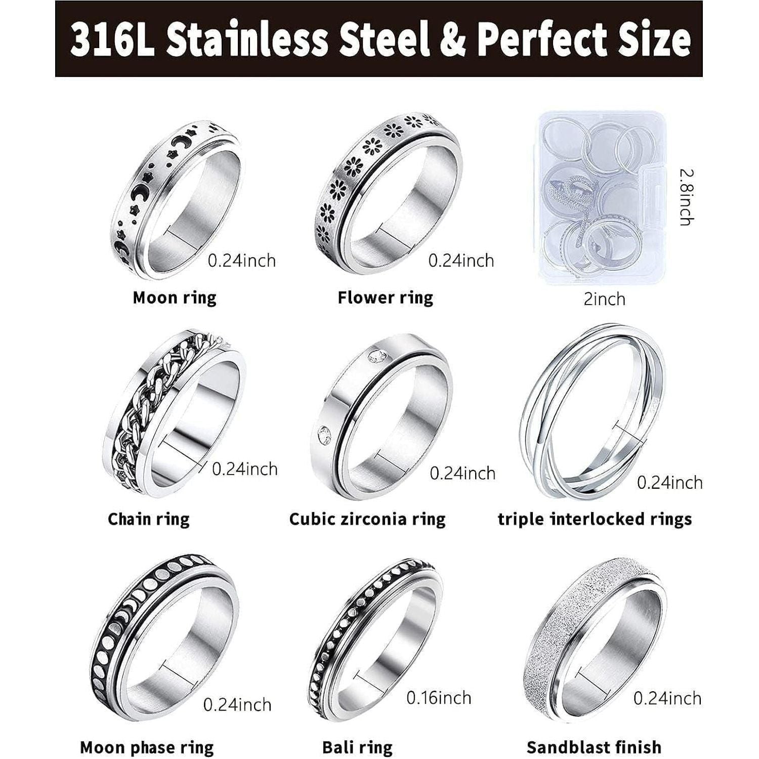 Stainless Steel Fidget Spinner Ring