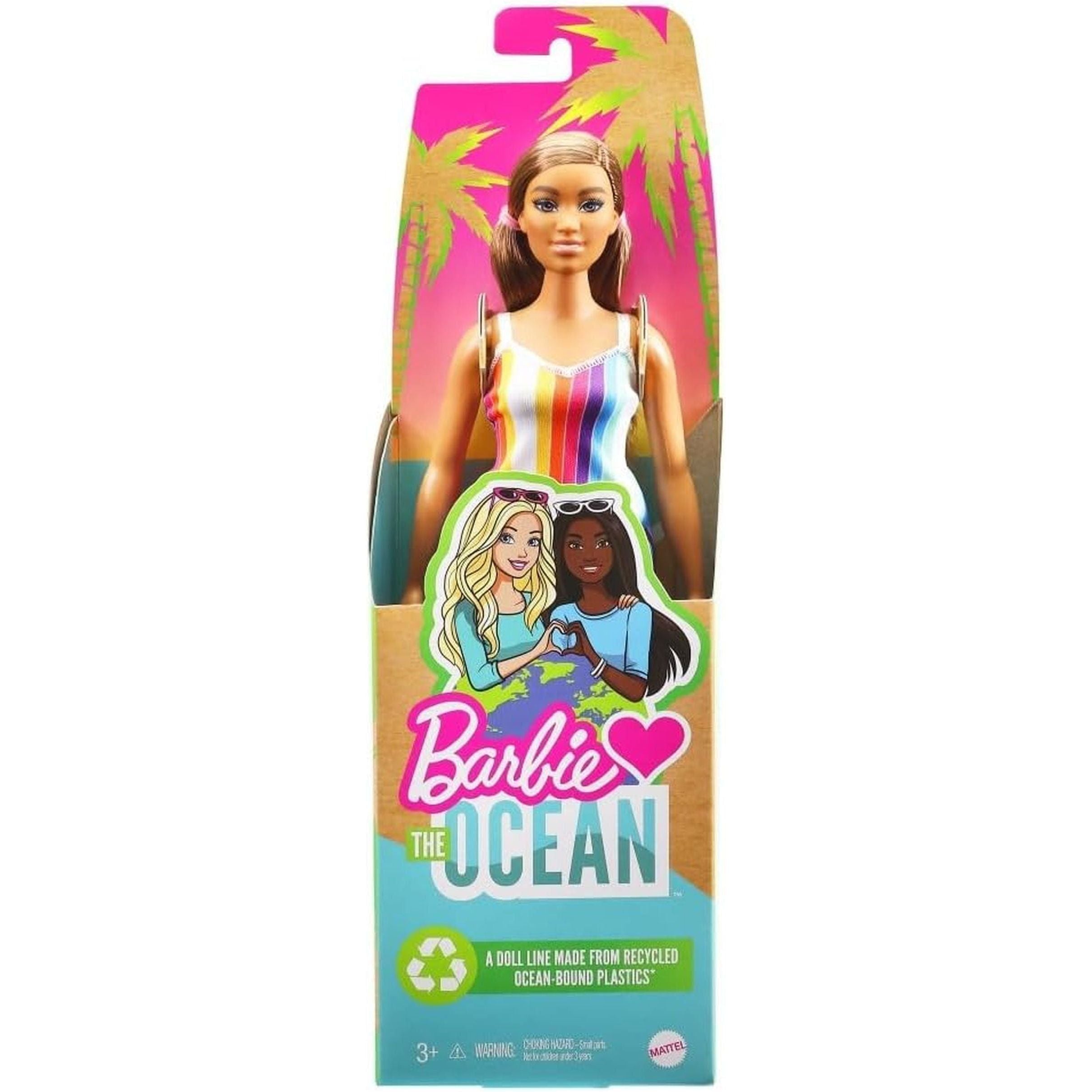 Loves the Ocean Doll with Brown Hair, Colorful Dress & Accessories, Doll & Clothes Made from Recycled Plastics