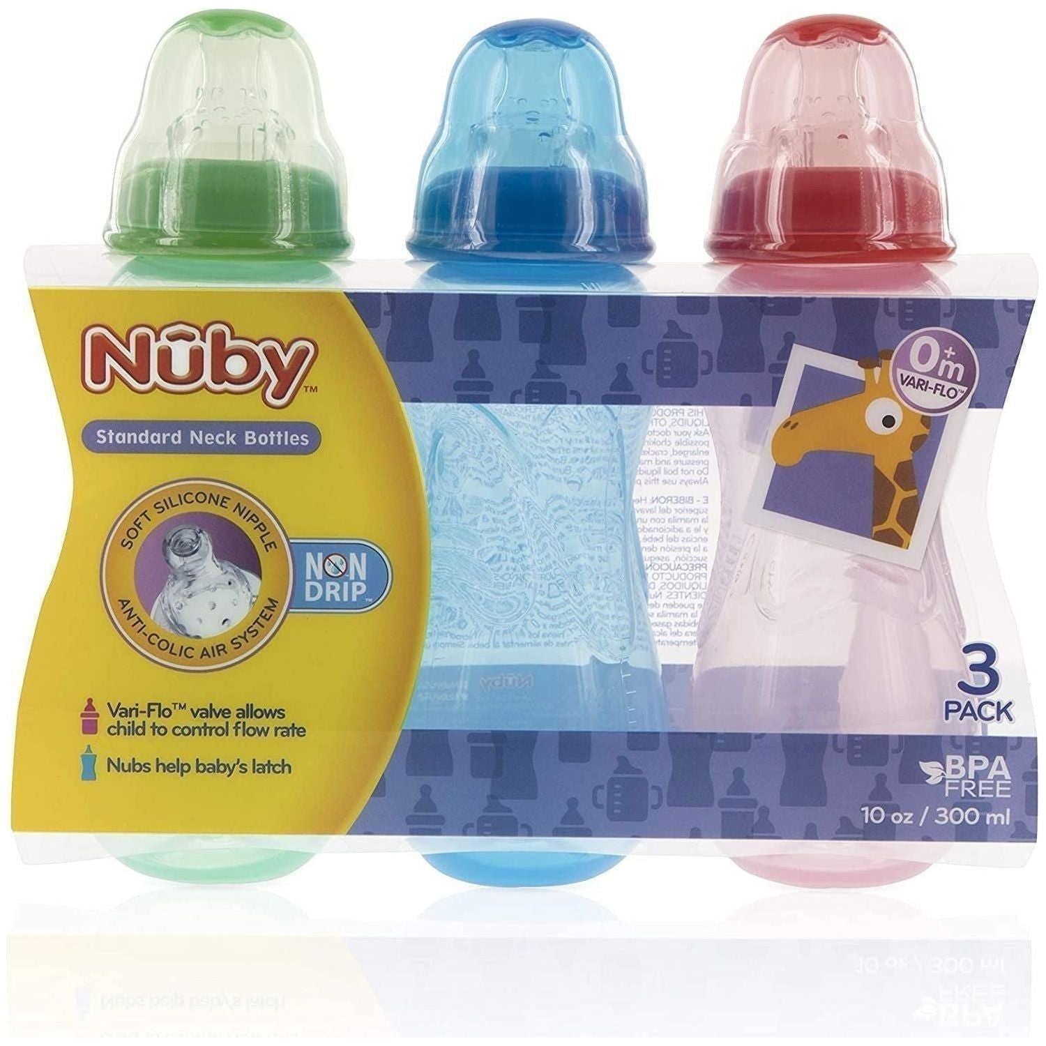 Non-Drip Standard Neck Bottles, 10 Ounce, Colors May Vary, 3 Count (Pack of 1)