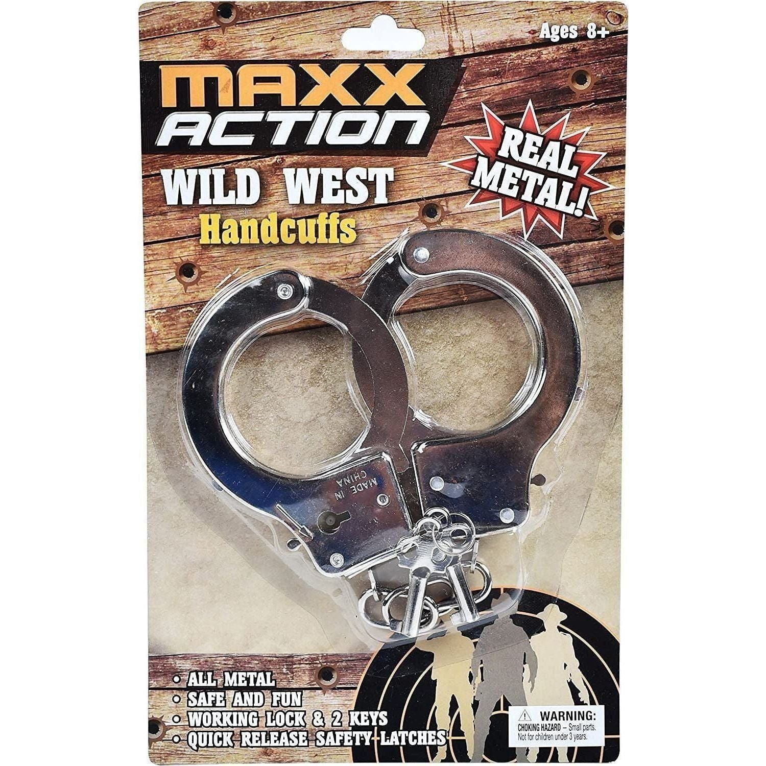Western Deluxe Toy Cuffs with Key Western Handcuffs Role Play Toys | Cowboy Sheriff Police Costume for Kids | Two Keys with Safety Release – Maxx Action